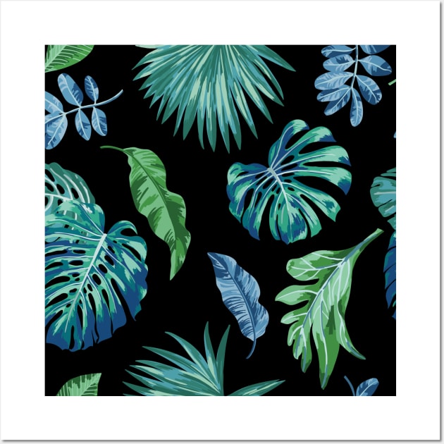 Blue and green Leaves Wall Art by JB's Design Store